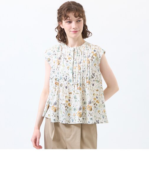 リバティプリントピンタックフレアブラウス