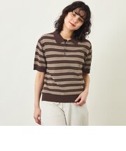 【GREY LABEL】リネンミックスボーダーポロニット