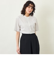 GREY LABEL コットンコードボイル バンドカラーシャツ
