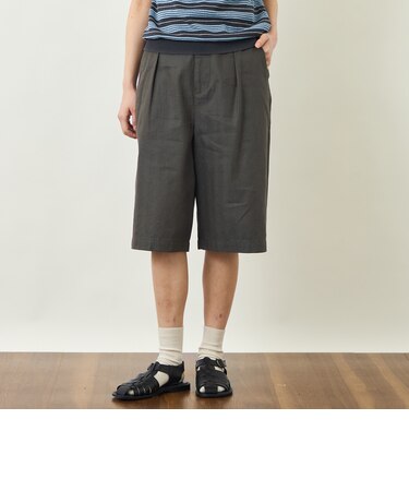 GREY LABEL リネンコットンヘリンボンハーフパンツ