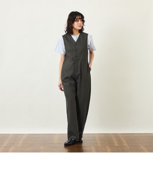 GREY LABEL リネンコットンヘリンボン　ジャンプスーツ