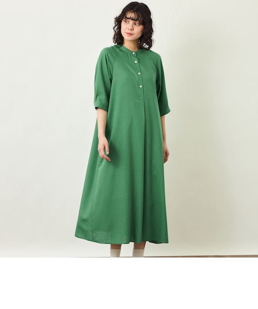 GREY LABEL リネンミックスバンドカラーワンピース