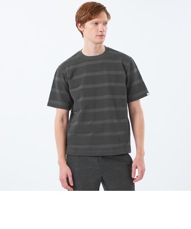 クルーネックTシャツ ポップコーンシャドーボーダー
