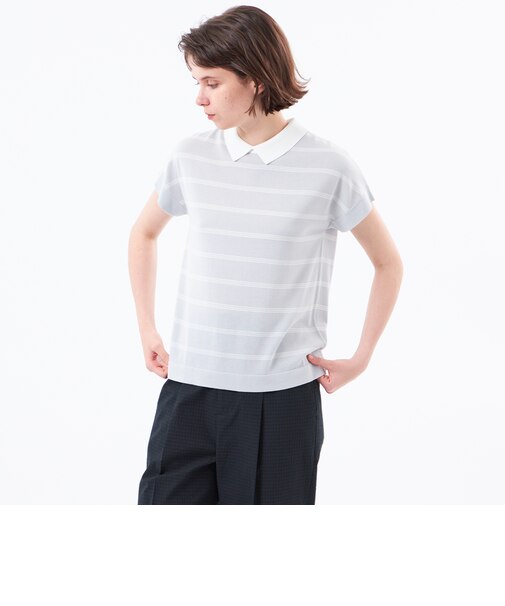 【Bicolor Knit Polo】ボーダー半袖
