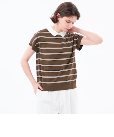 【Bicolor Knit Polo】ボーダー半袖