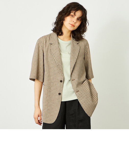 GREY LABEL リネンミックスチェックジャケット