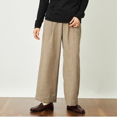 GREY LABEL リネンミックスチェックパンツ
