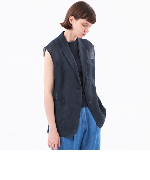 【UPTON GILET(アップトン ジレ)】リネンメッシュ
