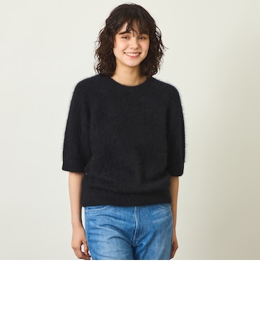 GREY LABEL ウールファーハーフスリーブニット