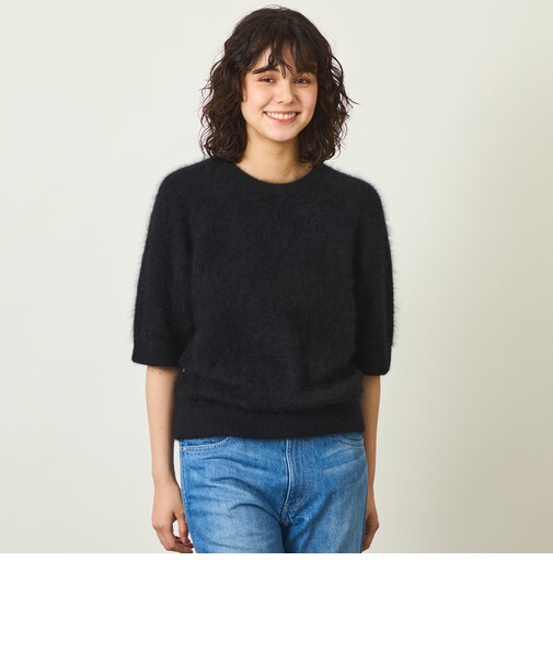 GREY LABEL ウールファーハーフスリーブニット