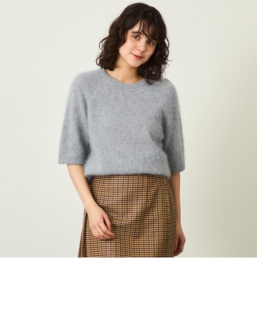 GREY LABEL ウールファーハーフスリーブニット