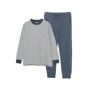 【WEB限定】接結天竺ボーダー＆無地パンツ パジャマ