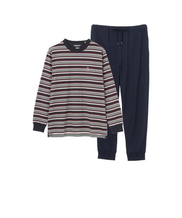 【WEB限定】天竺ボーダー＆無地パンツ パジャマ
