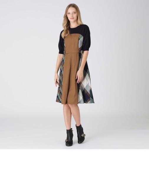 クレストブリッジチェックエアリーツイルワンピース