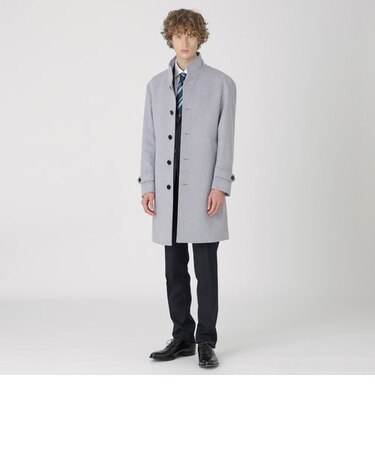 シャイニービーバーレイズドネックコート｜ブルーレーベルブラック  