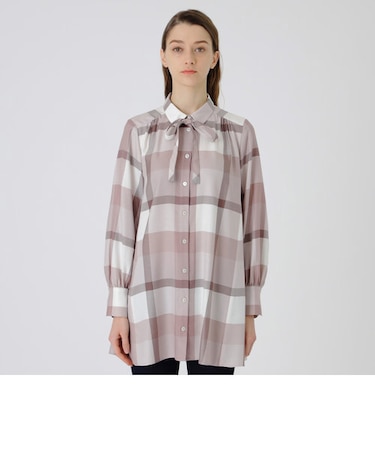 クレストブリッジチェックエアリーツイルブラウス