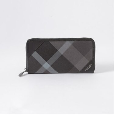 トーナルクレストブリッジチェックラウンドジップウォレット