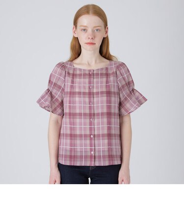 シアークレストブリッジタータンチェックシャツブラウス