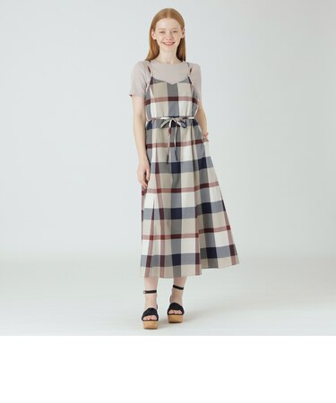 【限定カラーあり】クレストブリッジチェックソフティーボイルキャミソールドレス