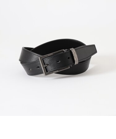 チェックバックルエンボスレザーベルト