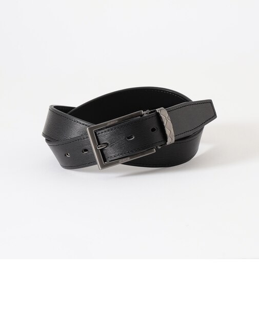 チェックバックルエンボスレザーベルト