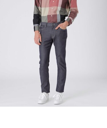 Wフェイスクレストブリッジチェックハイストレッチスキニーデニムパンツ