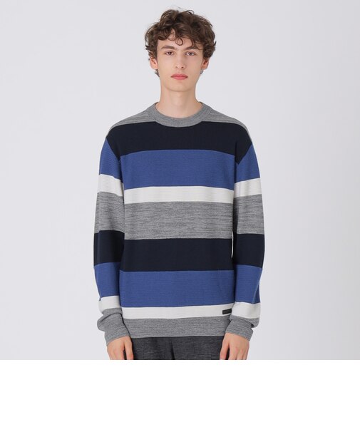 カラーボーダークルーネックニット