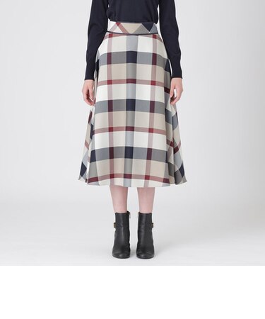 クレストブリッジチェッククロッシングツイルフレアスカート