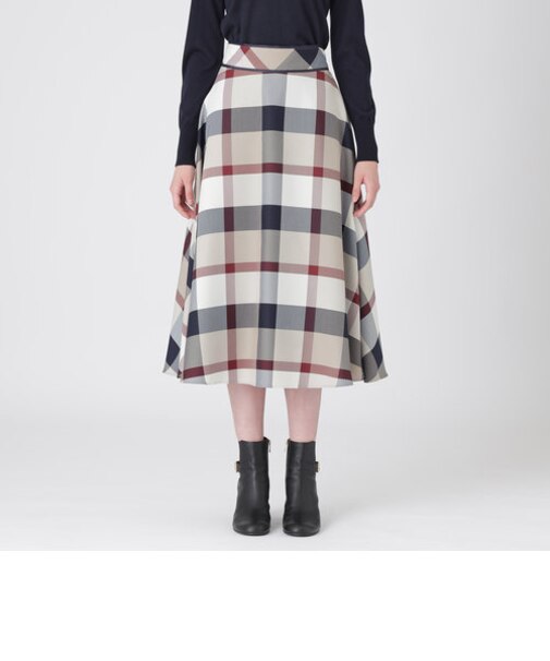 クレストブリッジチェッククロッシングツイルフレアスカート