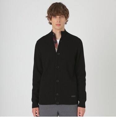 パーシャルチェックハイネックカーディガン