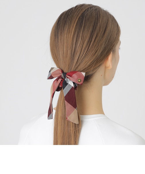 クレストブリッジチェックリボンシュシュ｜ブルーレーベルブラック  