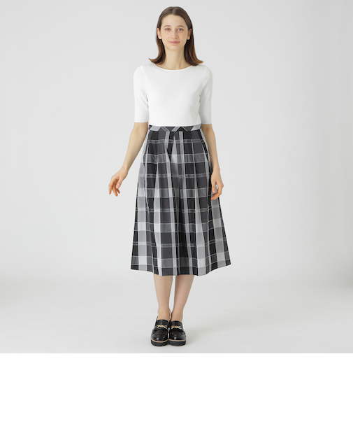 クレストブリッジチェックドビータフタニットドッキングドレス