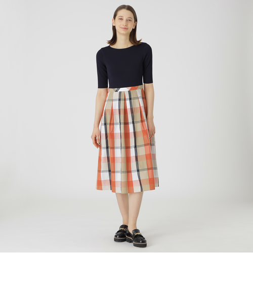 新品　クレストブリッジチェックドビータフタニットドッキングドレス ワンピース セール】クレストブリッジチェックドビータフタニットドッキング