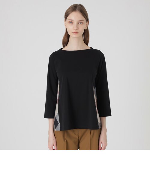 未使用　ブルーレーベルクレストブリッジ　コットンシルケットスムースカットソー　М コットンシルケットスムースカットソー｜ブルーレーベルブラック