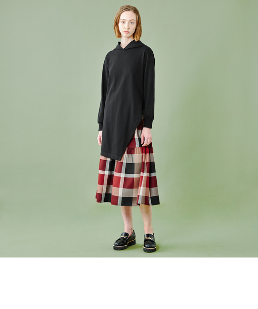 【WEB限定】コットンミニ裏毛レイヤードドレス