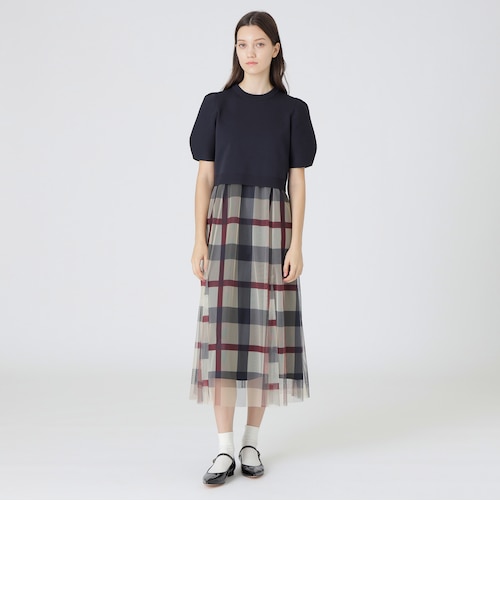 美人百花コラボ】クレストブリッジチェックチュールニットセットアップ