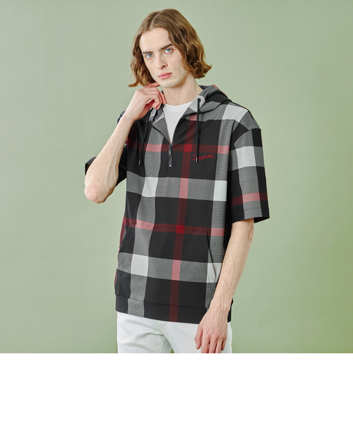 WEB限定】メッシュチェックフーディー｜ブルーレーベルブラック