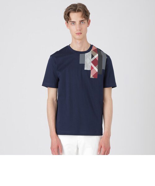 一部店舗限定】ストライプチェックTシャツ｜ブルーレーベルブラック