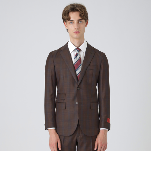 一部店舗限定】MINOVAチョコレートブラウンチェックスーツ｜ブルー