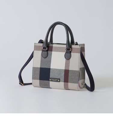 クレストブリッジチェックキャンバススクエアミニトート