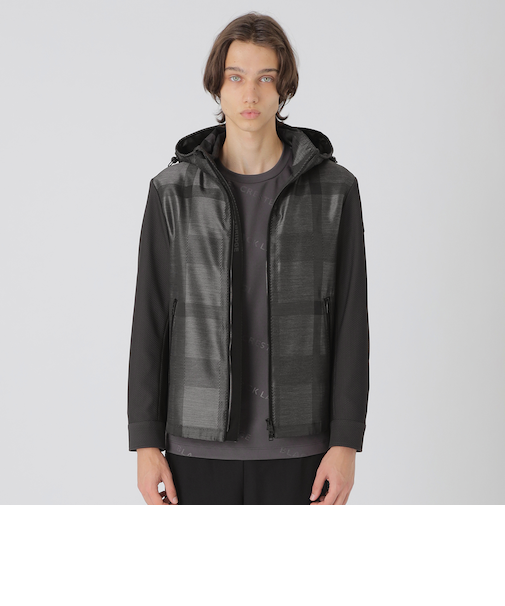 【BLACK lab.】シャドーチェックハイブリッドパーカー