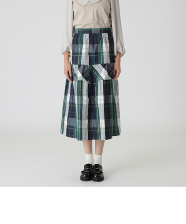 クレストブリッジチェックメモリータフタティアードスカート