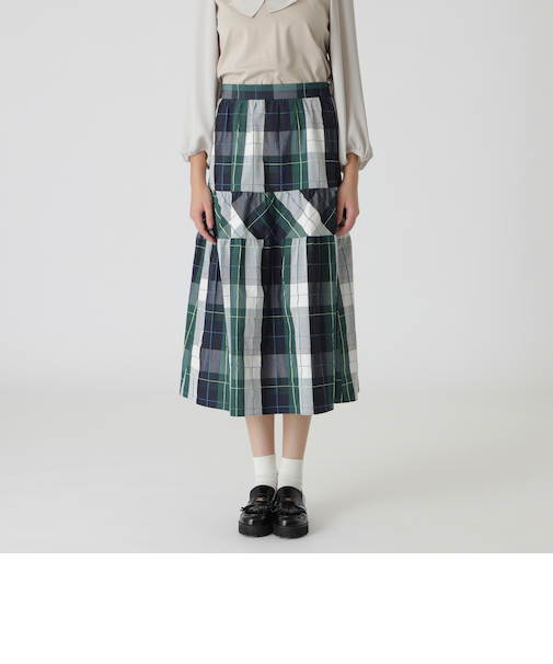 クレストブリッジチェックメモリータフタティアードスカート