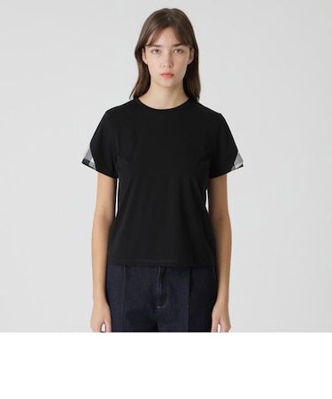 プレーティング天竺フリルスリーブTシャツ