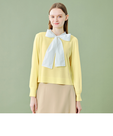 【WEB限定】ウールアクリルブレンドリボンニットプルオーバー