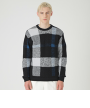 テクスチャーミックスクレストブリッジチェックニット