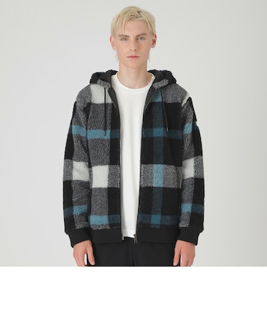 クレストブリッジチェックボアパーカー｜ブルーレーベルブラック  