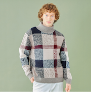 【WEB・一部店舗限定】クレストブリッジチェックタートルネックニット