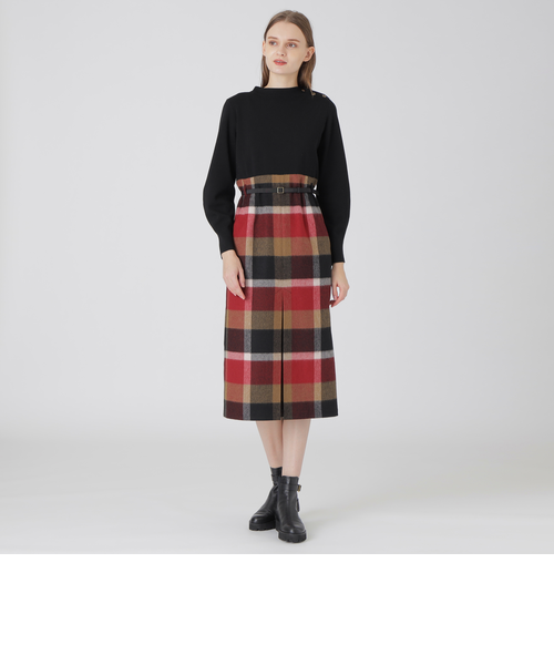 【状態良好】ブルーレーベルクレストブリッジ☆チェックブライト起毛コンビドレス クレストブリッジチェックブライト起毛コンビドレス｜ブルーレーベル