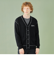 【WEB・一部店舗限定】パーシャルチェックケーブルカーディガン